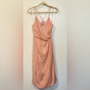 FRNCH Pink Silky Textured Open Back Strappy Midi Dress- Size Small